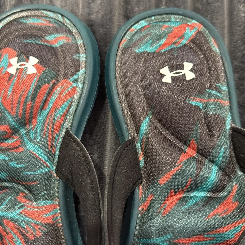 Under Armour Dark Green Memory Foam Sandals Flip Flops 4